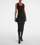 Veronica Beard Belted wool pencil skirt