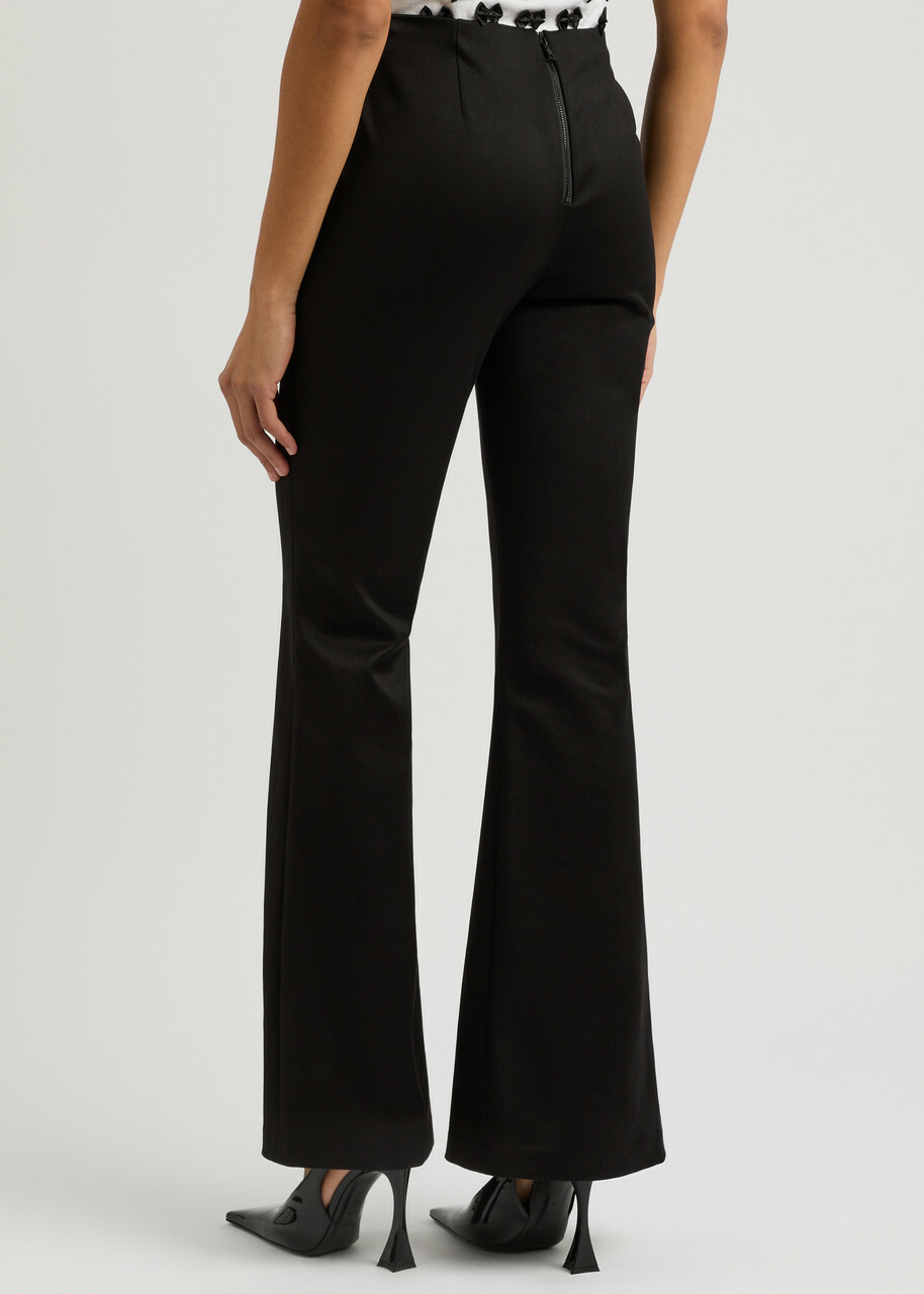 Alice + Olivia Embellished Split-hem Trousers Black
