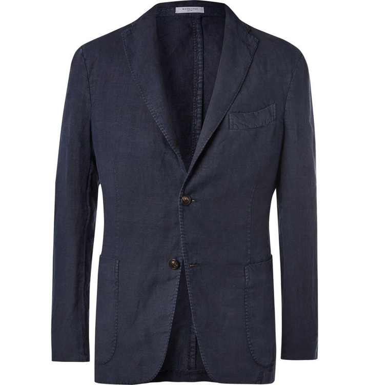 Photo: Boglioli - Navy Unstructured Linen Suit Jacket - Men - Navy