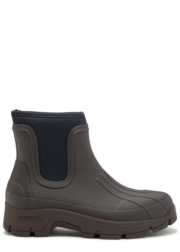 Photo: Kassl Editions X Tretorn Marie Rubber Ankle Boots Brown