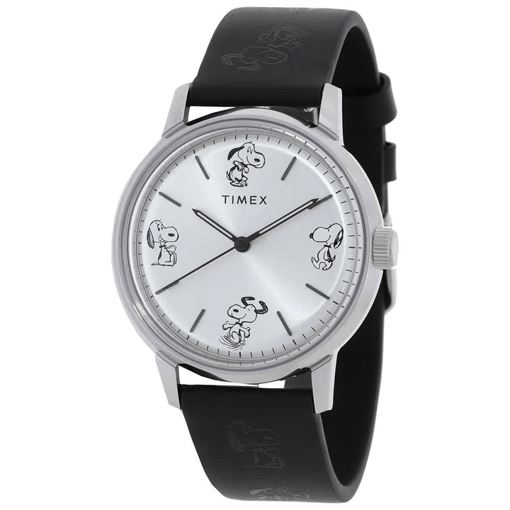 Photo: Timex Marlin X Peanuts Sketch Automatic Silver Dial Mens Watch TW2W540000
