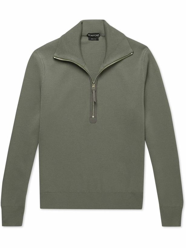 Photo: TOM FORD - Merino Wool Half-Zip Sweater - Green