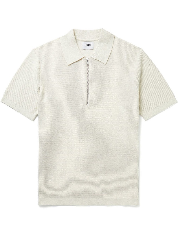 Photo: NN07 - Hansie Ribbed Cotton Half-Zip Polo Shirt - Neutrals
