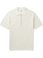 NN07 - Hansie Ribbed Cotton Half-Zip Polo Shirt - Neutrals