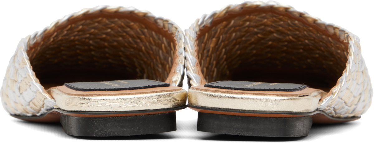 Stella McCartney Silver & Gold Metallic Woven Slip-on Loafers