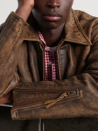 RRL - Distressed Leather Jacket - Brown