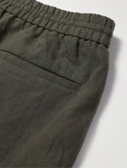De Bonne Facture - Straight-Leg Linen Drawstring Trousers - Gray