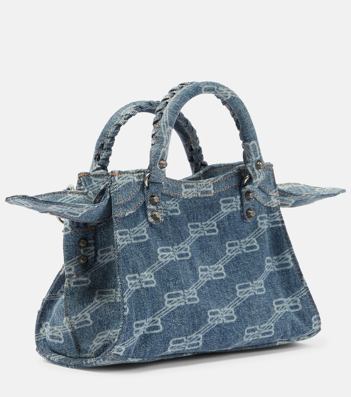 直営店☆BALENCIAGA☆ 最終SALE! NEO CAGOLE XS デニムバッグ Neo Cagole XS denim shoulder bag in blue - Balenciaga