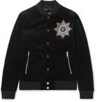 Balmain - Crystal-Embellished Cotton-Velvet Bomber Jacket - Black