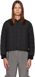 RAINS Black Quilted Bomber Jacket