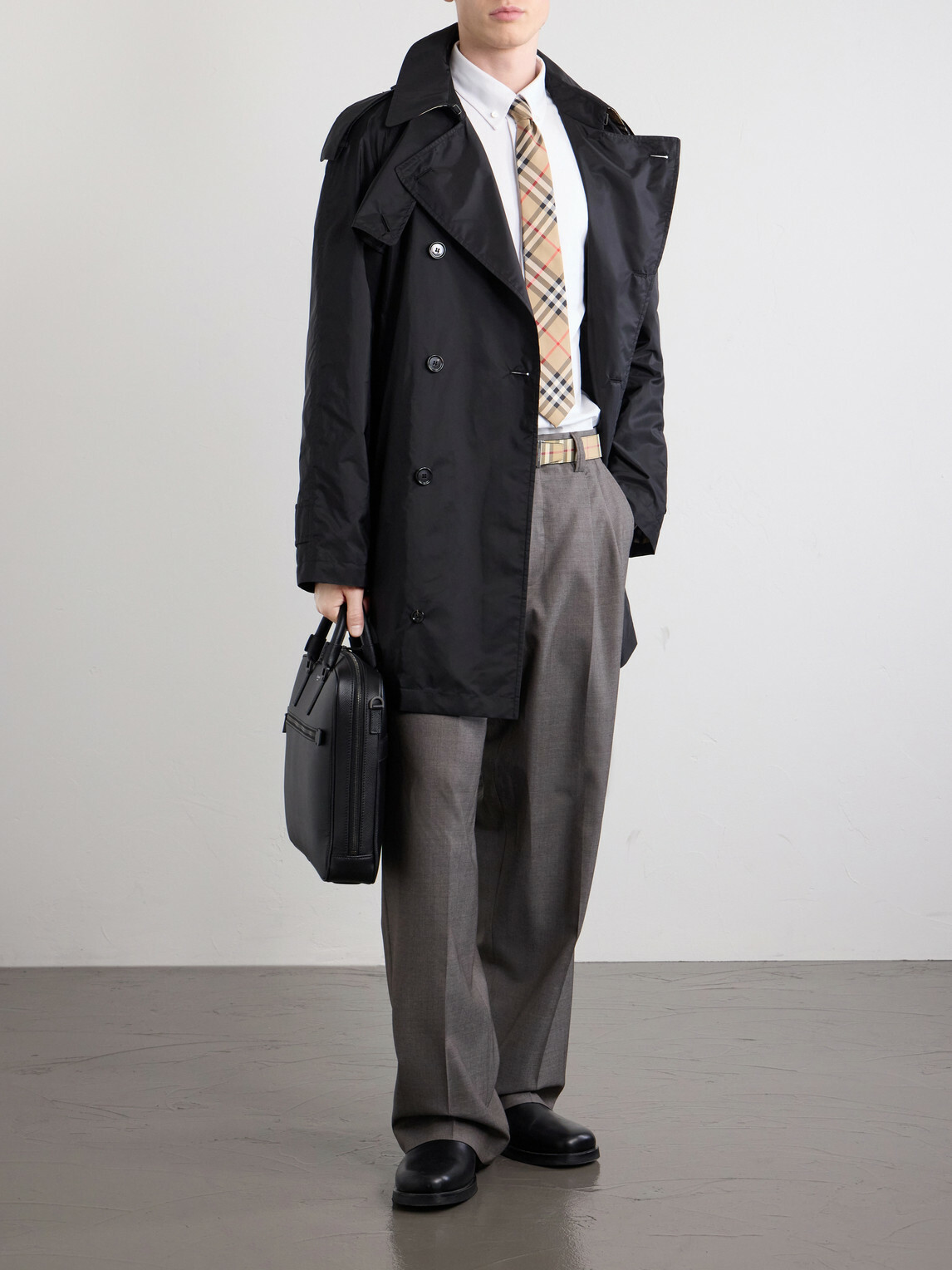 Burberry - Belted Shell Trench Coat - Black