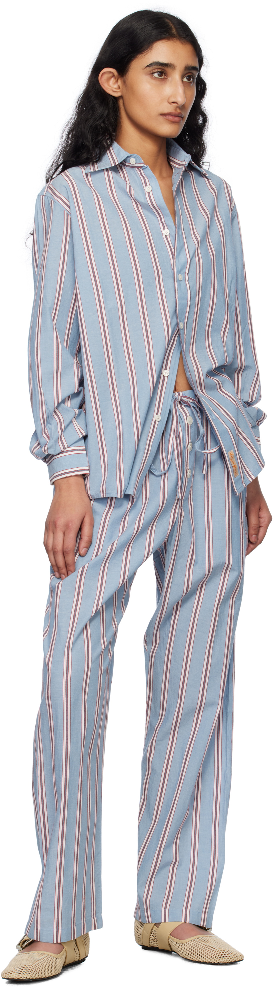Bode Blue Regatta Stripe Shirt