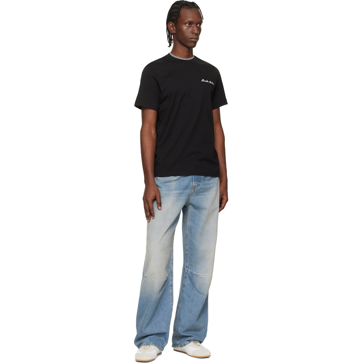 Moncler Black Embroidered Logo Cotton T-shirt
