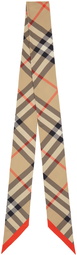 Burberry Beige Skinny Check Silk Scarf