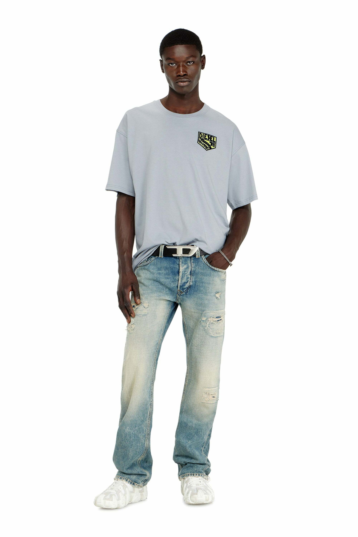 Diesel T-shirt with Diesel Industry chest print - T-Shirts Mens in Grey