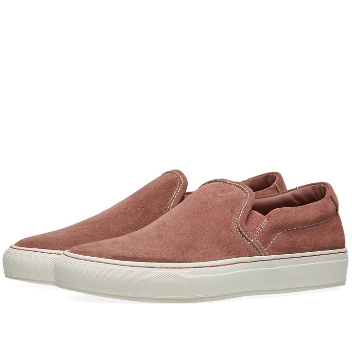 Photo: Woman by Common Projects Slip On Suede Blush
