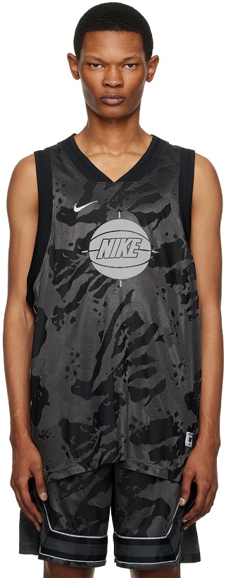 Photo: Nike Jordan Black & Gray Embroidered Tank Top
