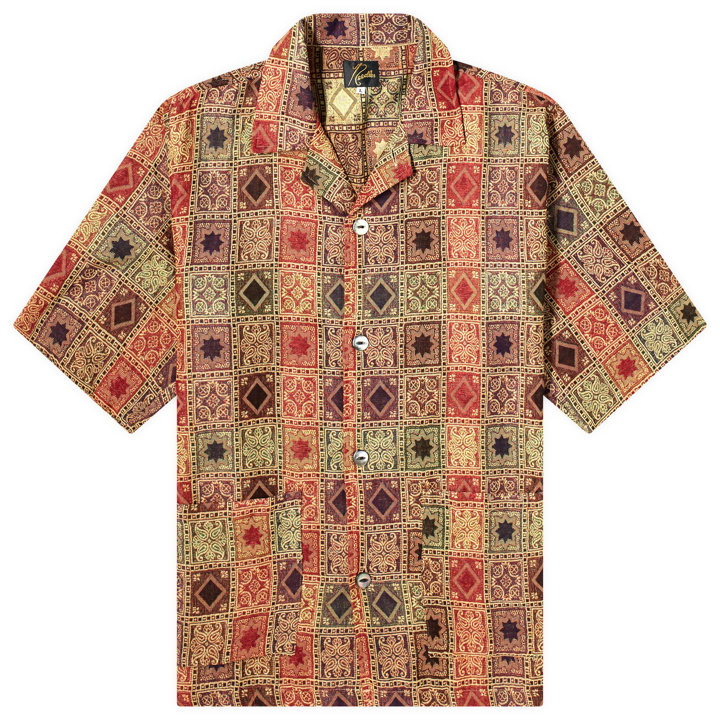 Photo: Needles Men's Jacquard Cabana Vacation Shirt in Rust/Navy/Green