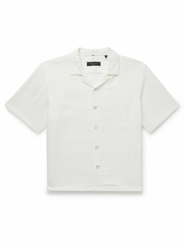 Photo: Rag & Bone - Avery Convertible-Collar Cotton-Gauze Shirt - White