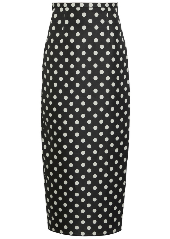 Photo: Khaite Winton Polka-dot Silk Midi Skirt Black And White
