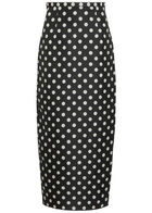 Khaite Winton Polka-dot Silk Midi Skirt Black And White