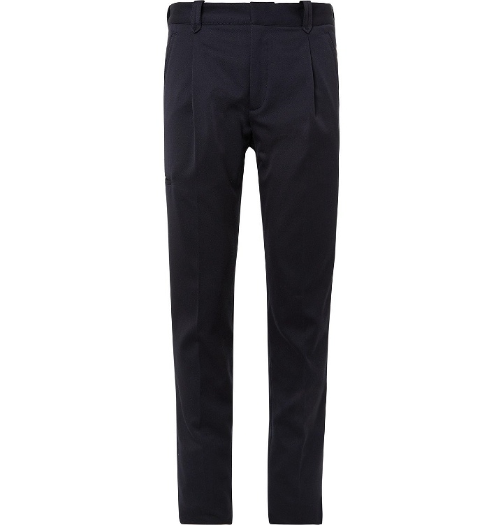 Photo: Brioni - Slim-Fit Tapered Pleated Twill Cargo Trousers - Blue