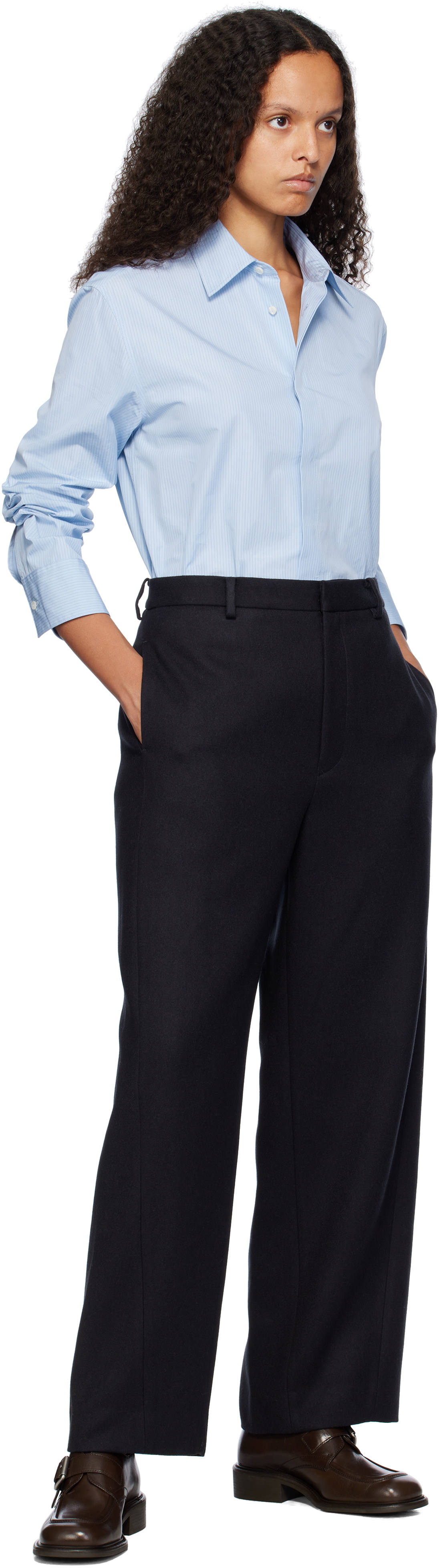 AURALEE Black Light Melton Trousers Auralee