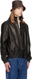 Valentino Black High Neck Leather Jacket