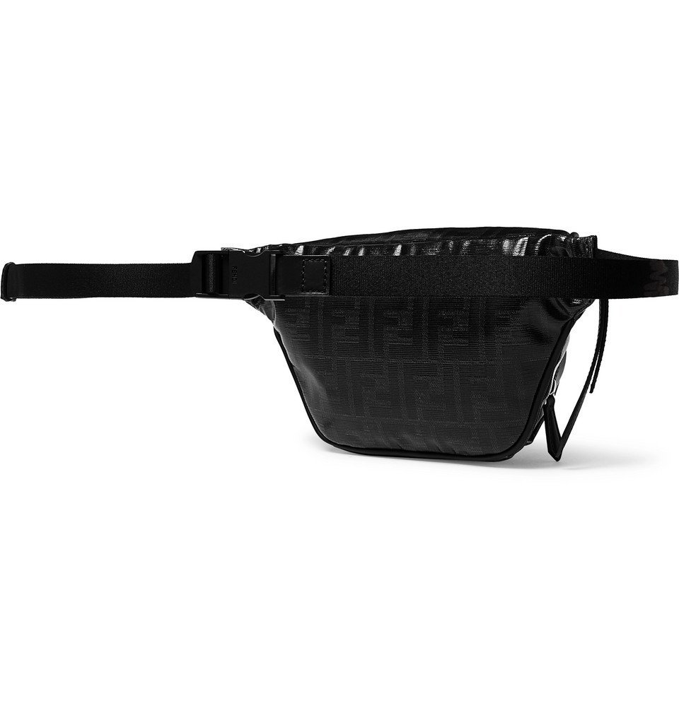 Fendi Leather Trimmed Logo Print Coated Canvas Belt Bag Men