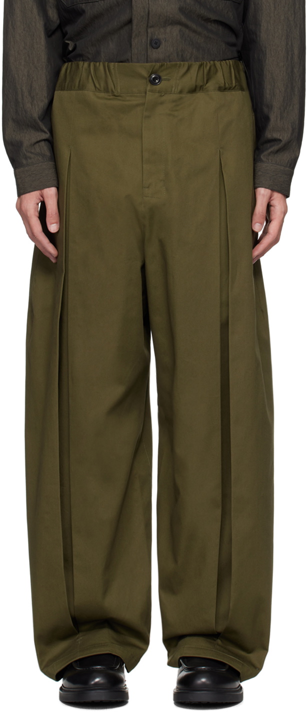 SAGE NATION Khaki Box Pleat Trousers SAGE NATION SAGE NATION Khaki Box Pleat Trousers SAGE NATION