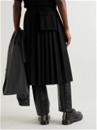 UNDERCOVER - Pleated Mohair and Wool-Blend Skirt - Black