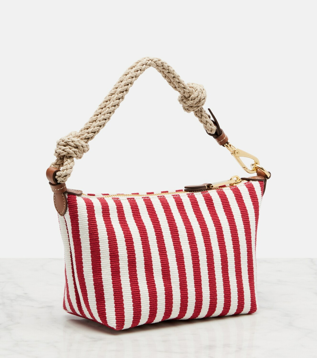 Miu Miu Striped leather-trimmed top-handle bag