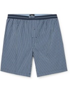 HUGO BOSS - Striped Cotton-Poplin Pyjama Shorts - Blue