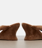 Balenciaga Gaeta velvet wedge thong sandals