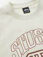 Stussy - Logo-Print Cotton-Blend Jersey Sweatshirt - Neutrals