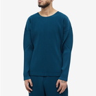 Homme Plissé Issey Miyake Men's Long Sleeve Pleat T-Shirt in Steel Blue