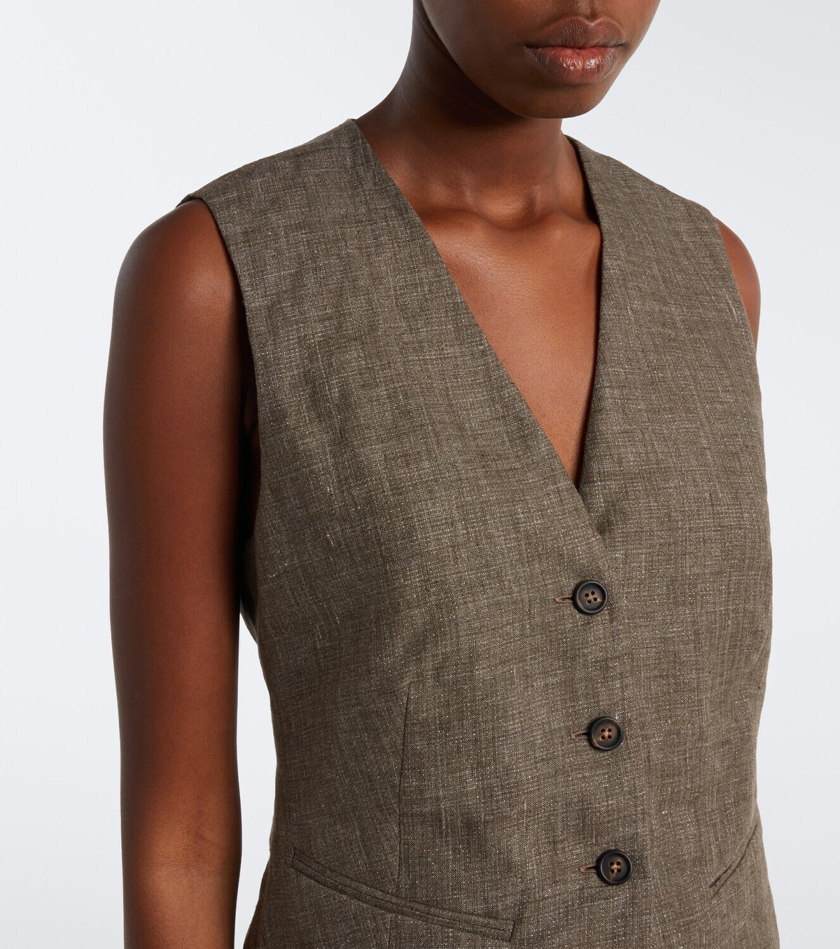 Brunello Cucinelli Scarf-detail linen vest