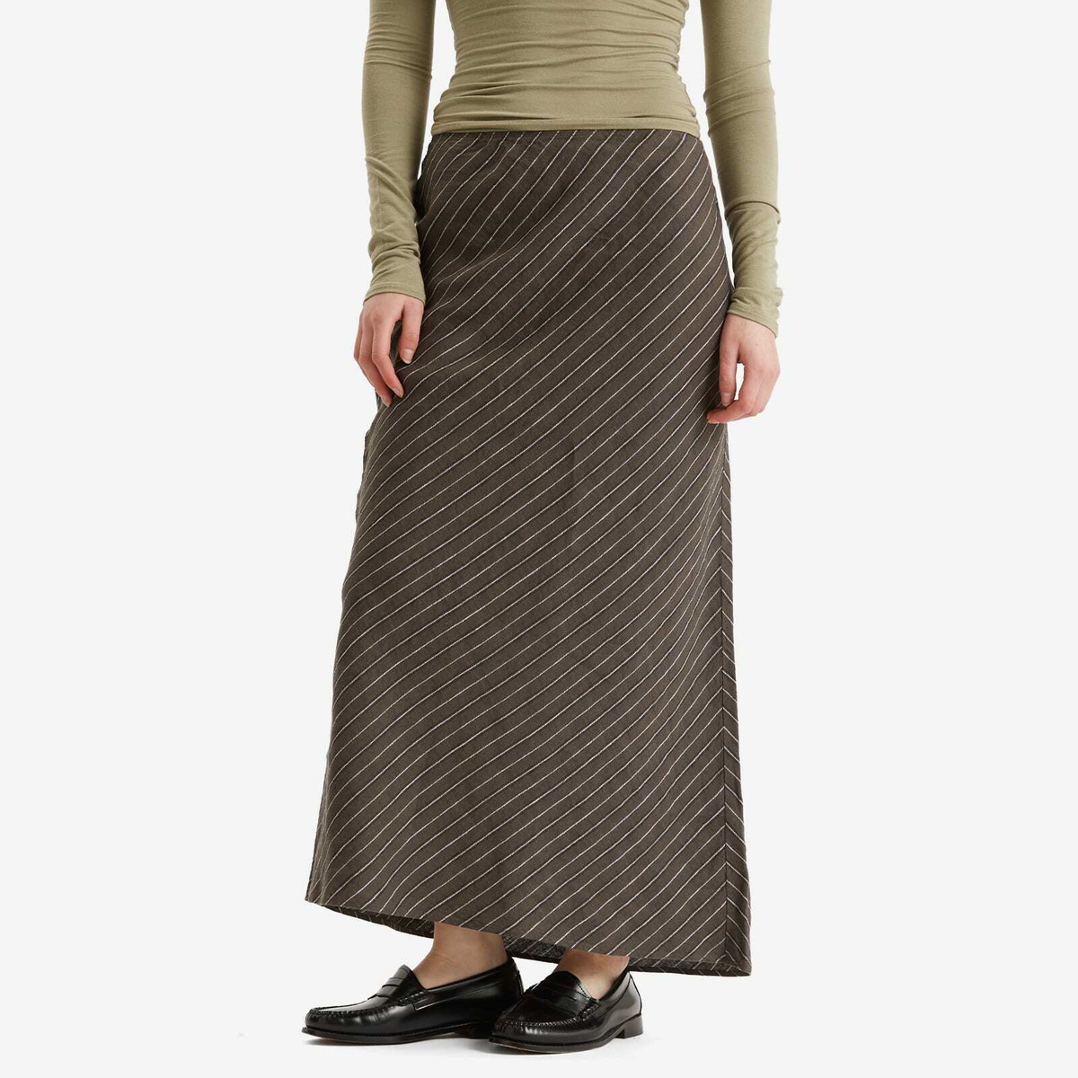 Samsøe Samsøe Women's Saagneta Long Skirt in Beluga Stripe
