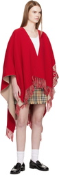 Burberry Red EKD Wool Cashmere Cape