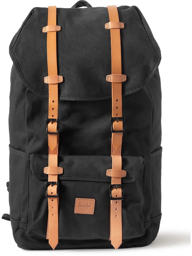 Photo: Herschel Supply Co - Little America Logo-Appliquéd Leather-Trimmed Canvas Backpack