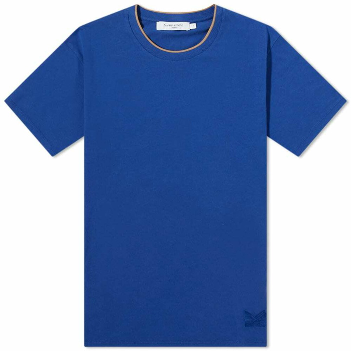 Photo: Maison Kitsuné Men's Tonal MK Embroidery Fox T-Shirt in Sodalite Blue