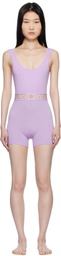 Versace Underwear Purple Greca Border Jumpsuit