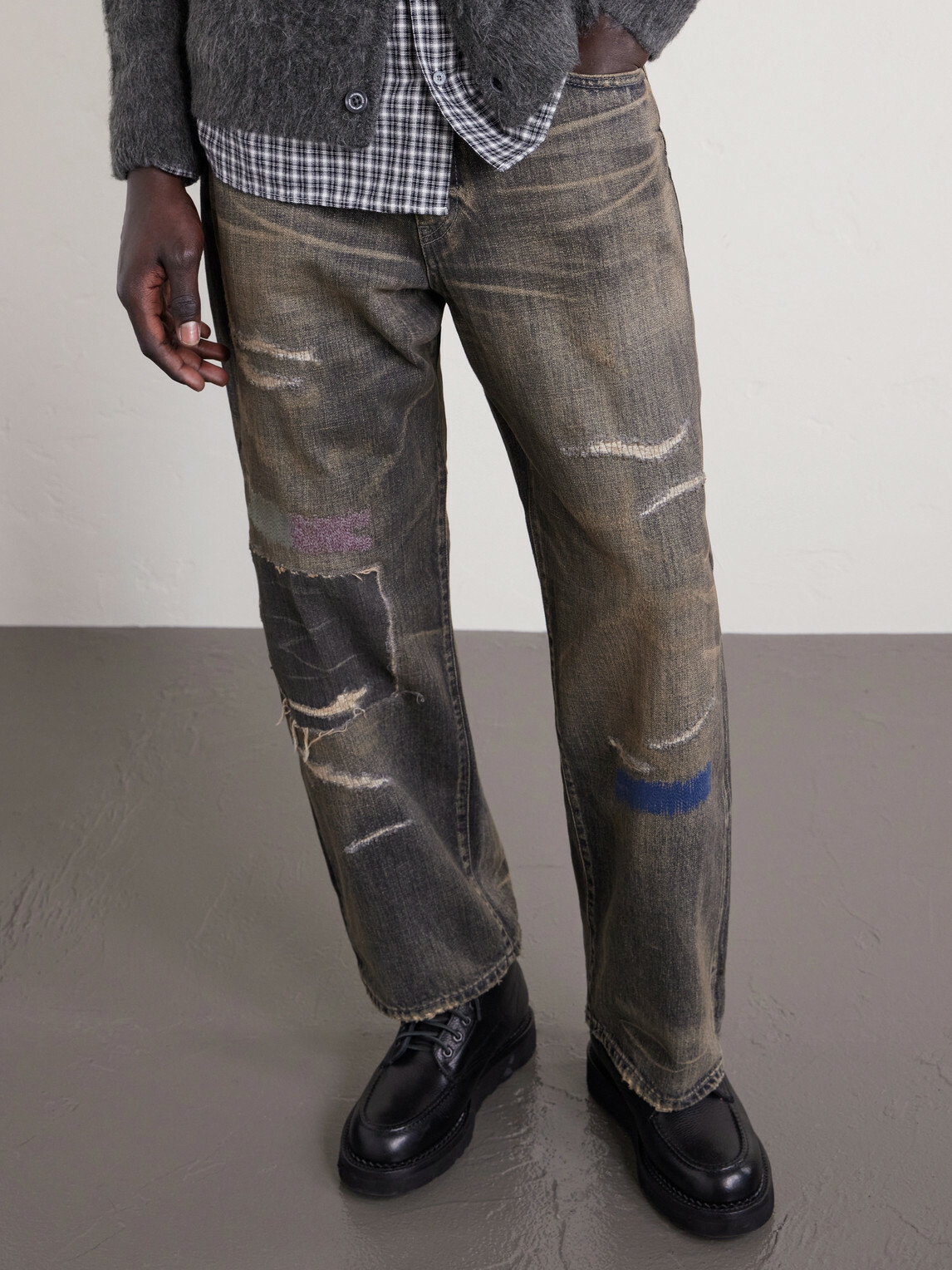 Neighborhood - Savage Distressed Wide-Leg Jeans - Black
