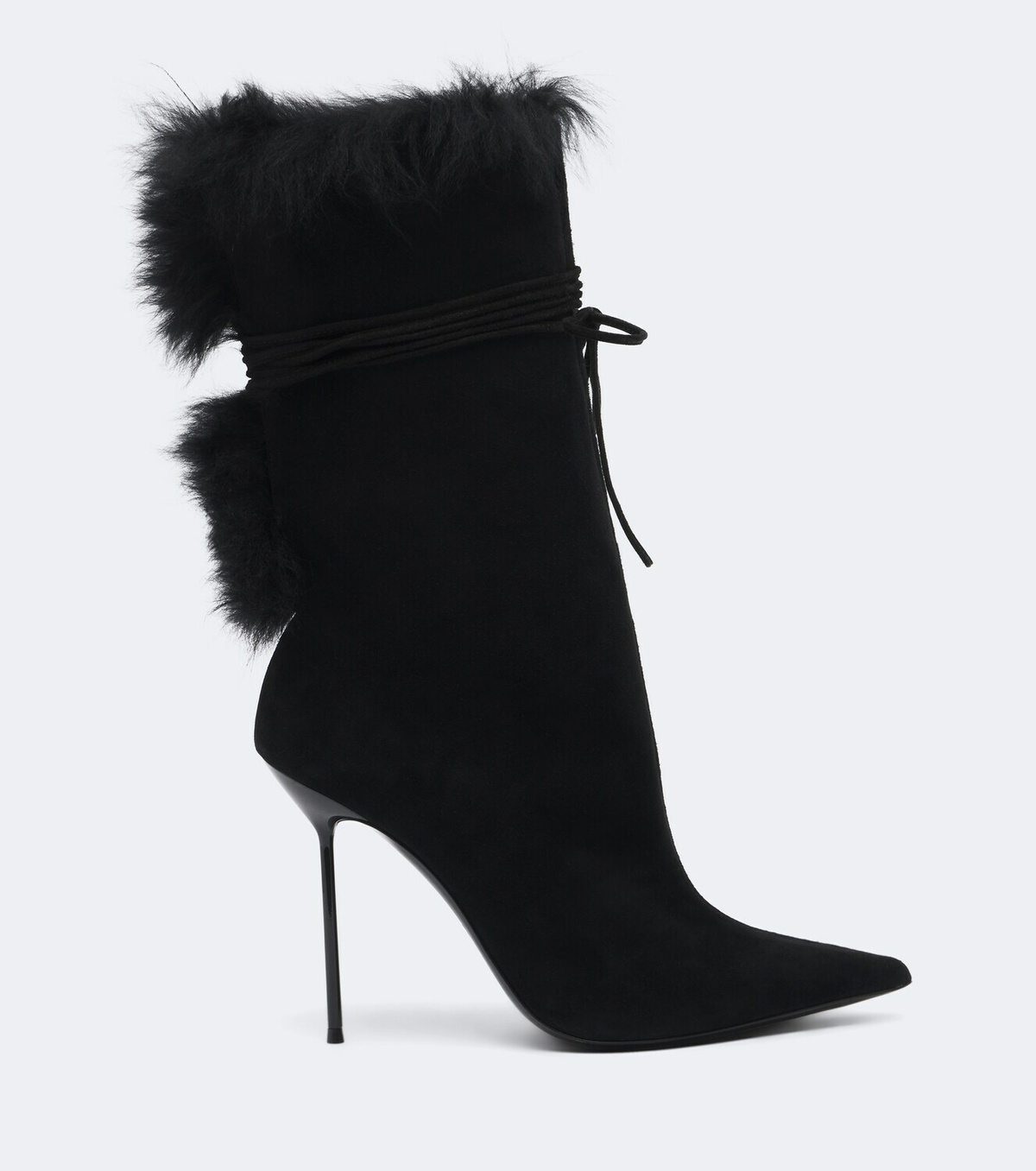 Paris Texas Lidia shearling-trimmed suede ankle boots