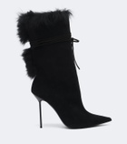 Paris Texas Lidia shearling-trimmed suede ankle boots