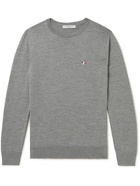 MAISON KITSUNÉ - Slim-Fit Logo-Appliquéd Wool Sweater - Gray