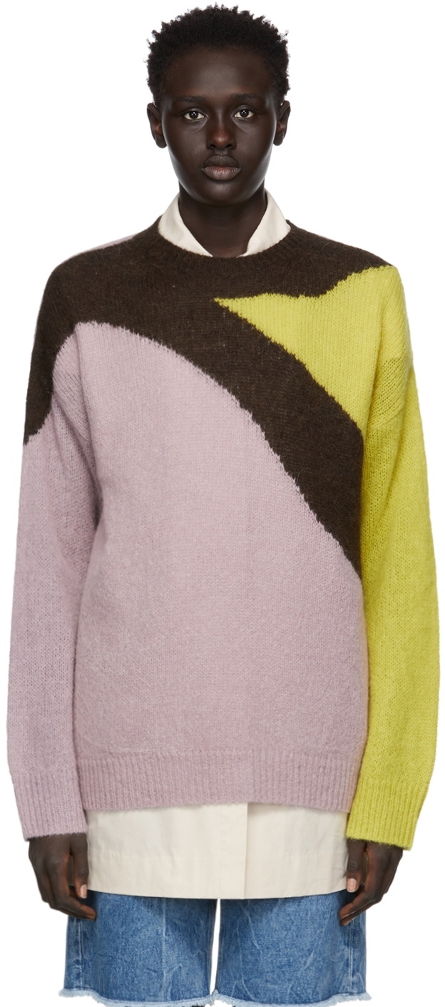 Dries Van Noten Pink Colorblock Sweater Dries Van Noten