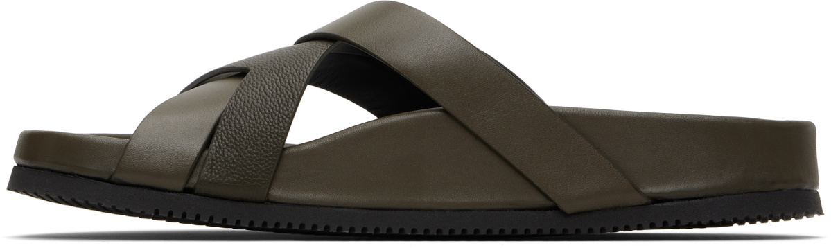 TOM FORD Khaki Smooth & Supple Grain Leather Sandals