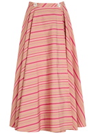 Thierry Colson Audrey Striped Cotton Midi Wrap Skirt Pink