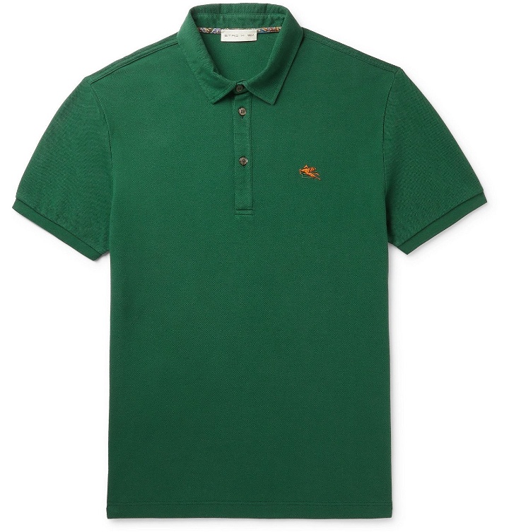 Photo: Etro - Cotton-Piqué Polo Shirt - Green